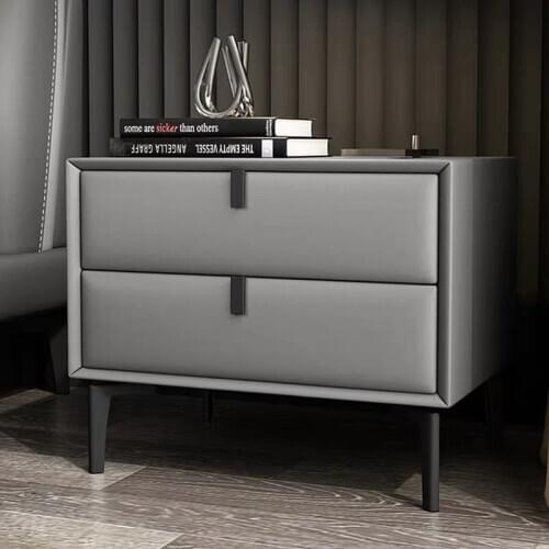 Bedside cabinet simple leather bedroom full solid wood pine wood to accept very simple leather small size
