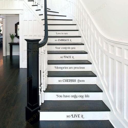 Modern Home Decor Quotes Stair Steps Stickers Love,fear,memories,life Stairs Decal Vinyl Removable Interior Decoration S349