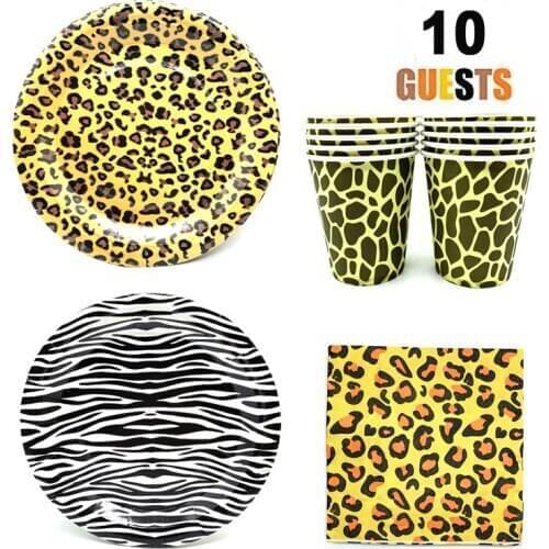 New Leopard Disposable Tableware Decor Plate Napkin Paper Cups Straws Supplies For Wedding Birthday Party Baby Shower Adult Kids