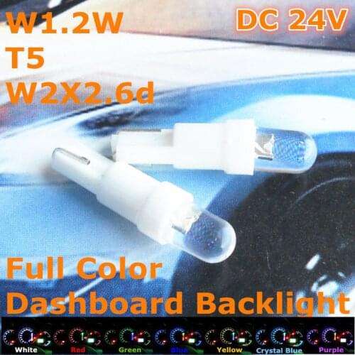 24V LED Car Bulb Lamp 10pcs T5(5mm Spot Lamp)For W1.2W W2.3W W2X2.6d Dashboard Signal Ashtray Light