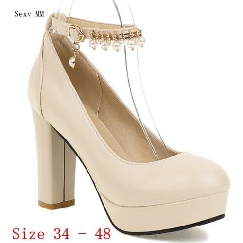 Women High Heel Shoes Platform Pumps Woman High Heels Party Shoes Kitten Heels Plus Size 34 - 40 41 42 43 44 45 46 47 48