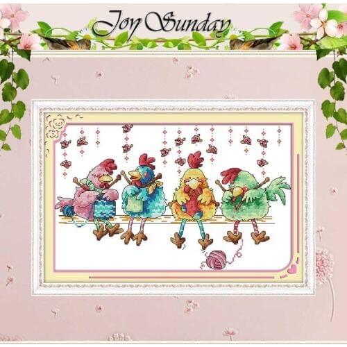 The chicken knitting a sweater Counted Cross Stitch 11CT 14CT Cross Stitch Set Wholesale Cross-stitch Kit Embroidery Needlework