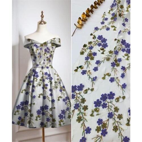 XW09# 5yards/Lot Colorful Flower Embroidery Tulle Mesh French Lace Fabric For Sawing Wedding Bridal Dress/Occasion