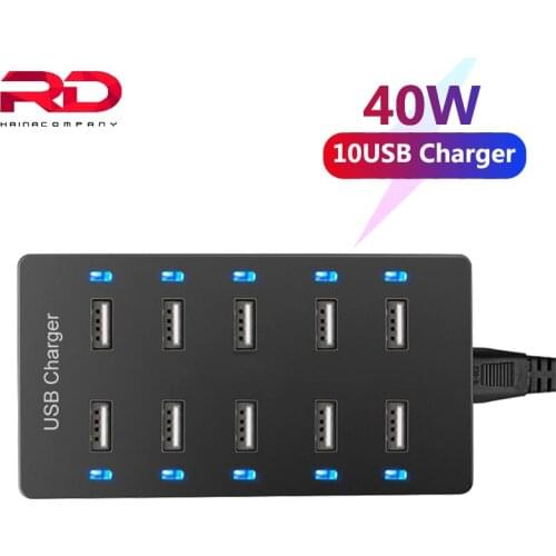 40W Multi USB Charger 10 ports desktop Charging Station Intelligent Multi Port Charge Device EU US UK Travel Portable Charger