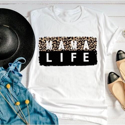 Women Graphic Leopard Sweet Cute Mom Mother Mama Summer Ladies Cute Fashion 90s Print Female Clothes Tops Tees Tshirt T-Shirt