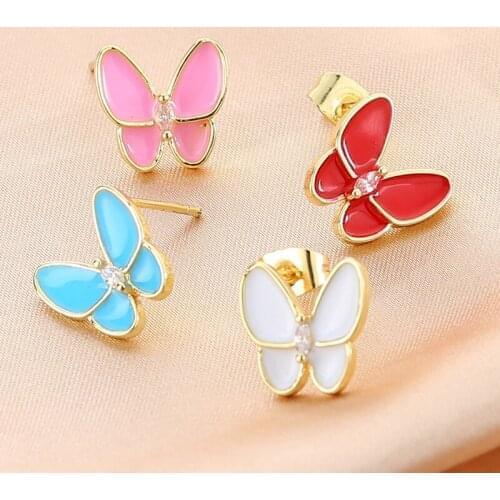 2 Pcs Vintage Color Enamel Bow Earrings For Women 2021 New Arrivals Trendy Fashion Ear Stud Jewelry Party Gifts