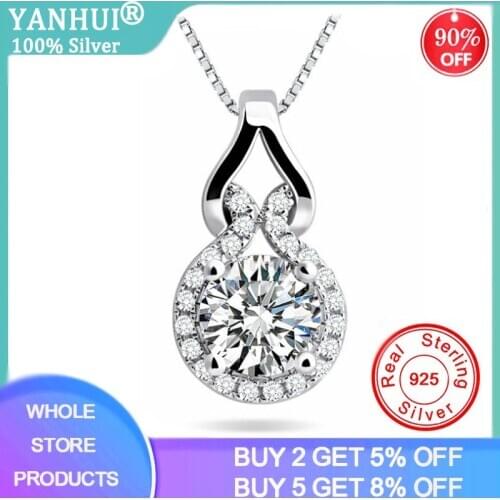 Luxury 2ct Lab Diamond Zirconia Gem Pendant Necklace 925 Sterling Silver Statement Necklace Women Fine Silver 925 Jewelry N38