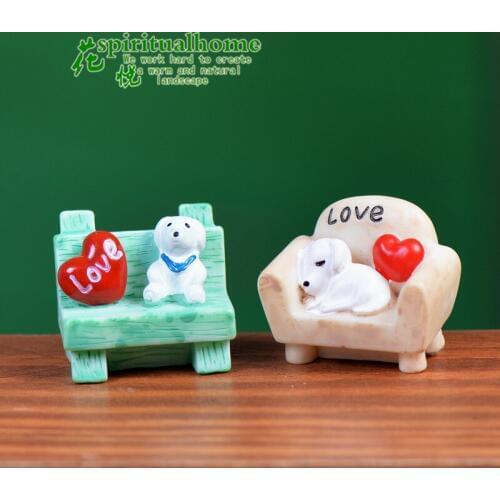 1pcs/lot Resin Puppy Sofa Sofa Dog Seat Moss Micro Landscape Ecological Potted Succulents Decorative Material Accessories
