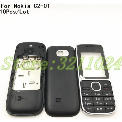 10Pcs/Lot Good quality Full Housing Case Cover For Nokia C2-01 Battery Cover Housing case With English & Arabic Keyboard+Logo