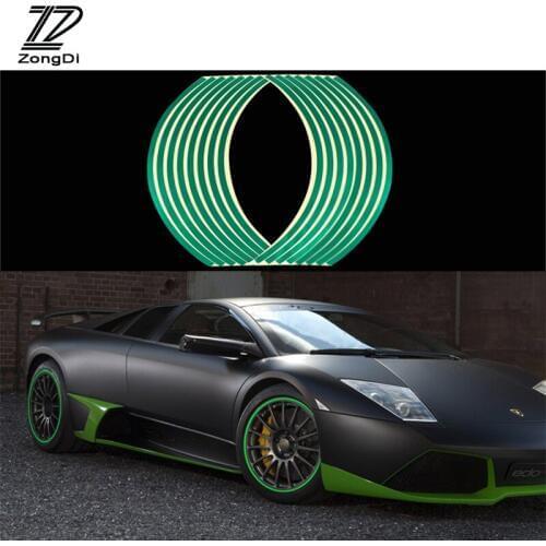 ZD 16pcs 14" Car Wheel Reflective Rims Tape Strip Stickers For Hyundai Tucson 2017 Solaris ix35 i30 Suzuki Swift Mitsubish ASX
