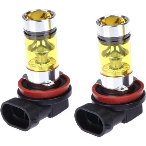 2 X High Power Led Lights 100W H8 H11 Yellow Fog Light 2828 20Led Headlight Lamp