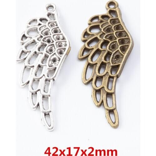 25 pieces of retro metal zinc alloy wing pendant for DIY handmade jewelry necklace making 7315