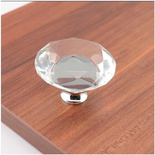 30mm Modern deluxe Kitchen cabinet handle clear crystal drawer knob gold silver tv table dresser cuoboard furniture handles knob