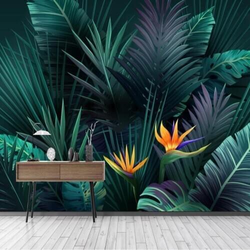 Milofi custom 3D wallpaper mural portrait plant rainforest banana leaf living room background wall decoration painting