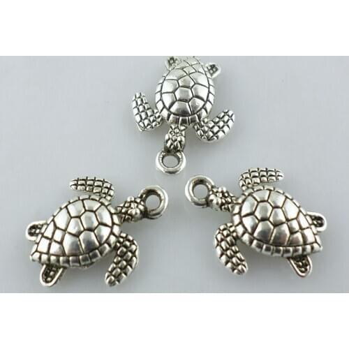 48pcs Tibetan Silver Sea Turtle/Tortoise Charms Crfts Pendants 12x16mm Jewelry Making