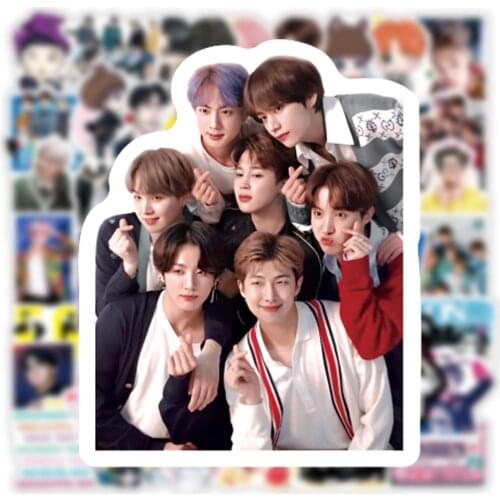 50pcs Korean Fashion Stars Sticker Jungkook Cute Bangtan Boys Kpop Idols Sticker Skateboard Suitcase Laptop Phone Kid Sticker