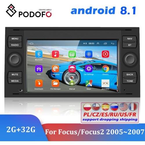 Podofo 2Din Android 8.1 GPS Car Radio For Ford Mondeo S-max Focus C-MAX Galaxy Fiesta transit Fusion Connect kuga EQ Player