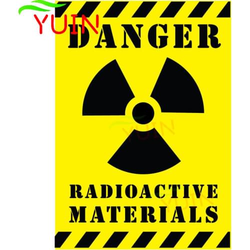 Car Sticker DANGER RADIOACTIVE MATERIALS Warning Mark Decal PVC Body Decoration Accessories Waterproof Sunscreen Decals 14*10cm
