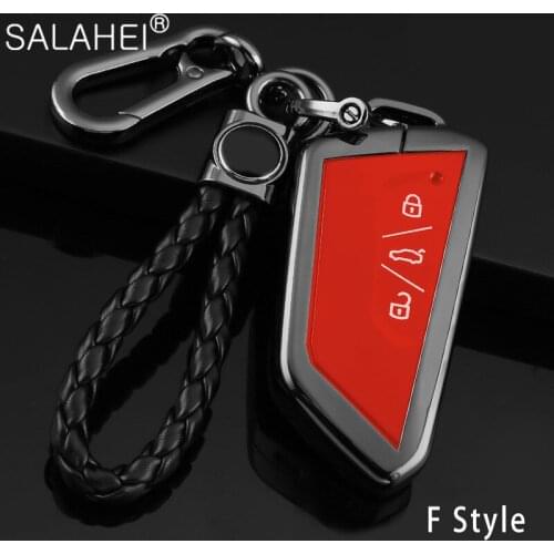 Zinc Alloy + TPU Car Remote Key Case Cover For VW Volkswagen Golf 8 Mk8 2020 Skoda Protection Car Keychain Shell 3 Button