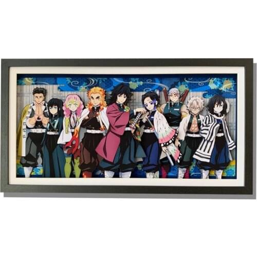 Demon Slayer Nine-Column Decorative Paper Art 3D Painting Tomioka Giyuu Kochou Shinobu Hand-Made Gift Anime Decorative Painting