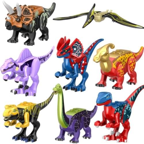 Assemble Toy Bricks Dinosaur World Building Blocks Kids Dinosaur Toy Pterosaurs Triceratops Figures Model Toys for Children Gift