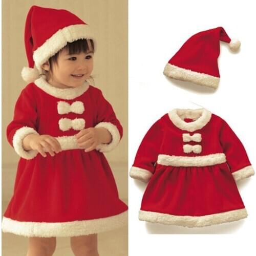Children Christmas Suit Lovely Performance Costumes Boys Girls Santa Claus Cosplay Girl Dress With Hat Costumes Suit