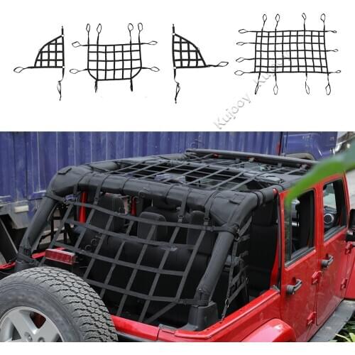 For Jeep Wrangler JK 2007-2017 Black Car Top Roof Rear Trunk Goods Network Trim Car Styling