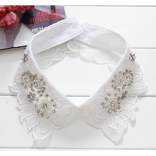 Four-leaf flower elegant fashion fake collar shirt ladies hand-studded collar False collar shirt ladies decorative collar