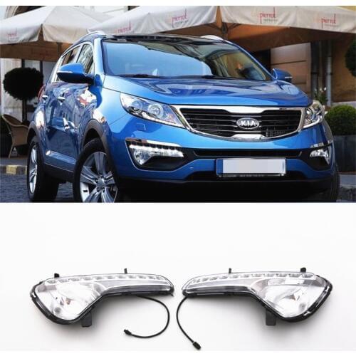 JY 2pcs LED Fog Lights Lamps Daytime Running DRL White Car Styling Cover Accessories For Kia Sportage-R 2011-2014