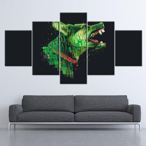 Canvas Painting Abstract art dog head Cyber Warfare picture Wall Art Painting Modular Wallpapers Poster Print Home Decor