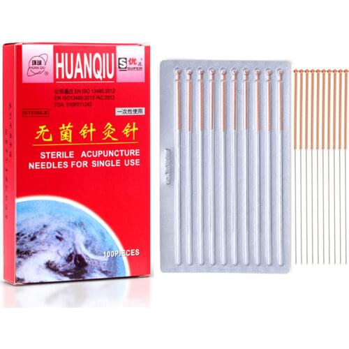 Chinese Medicine Independent Packing Meridian Acupoint Relax Acupuncture Needle Beauty Filiform Needle 100 Sterile Copper Handle