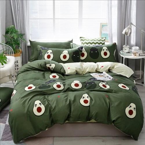 Hot Fruit Avocado Green Modern Comforter Bedding Set Cartoon Luxury Fashion King Queen Twin Size Bed Linen Duvet Cover Set Gift