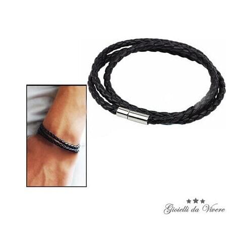 Bracelet leather braided 4mm bracelet friendship gift men women 99 S0368 sent from Italy