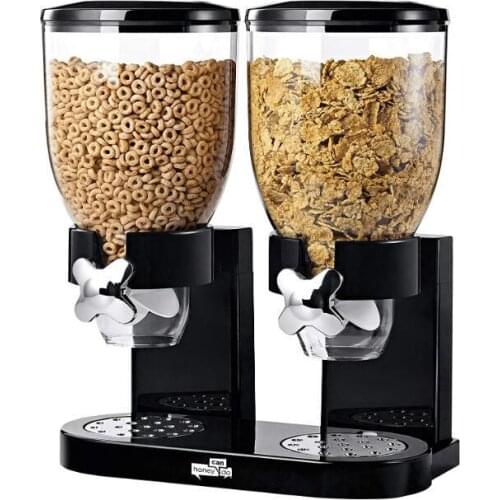 Kitchen Indispensable Dry Food Dispenser Chrome Single Weight and Double Control Breakfast Cereal Oatmeal Rice Bucket Storage