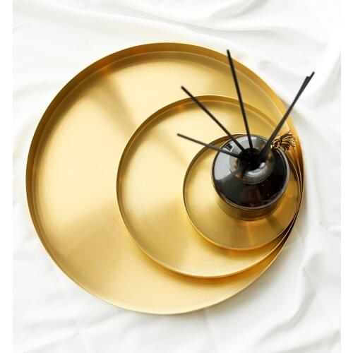 Kitchen Stainless Steel Gold Storage Tray Space Saving Organizer Jewelry Display Plate Round Shape Multifunctional Bathroom