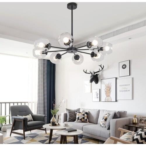 Nordic LED Chandelier Lighting for Dining Room Modern LOFT Glass Hanging Lamp Indoor Decor Chandelier for Living Room Bedroom