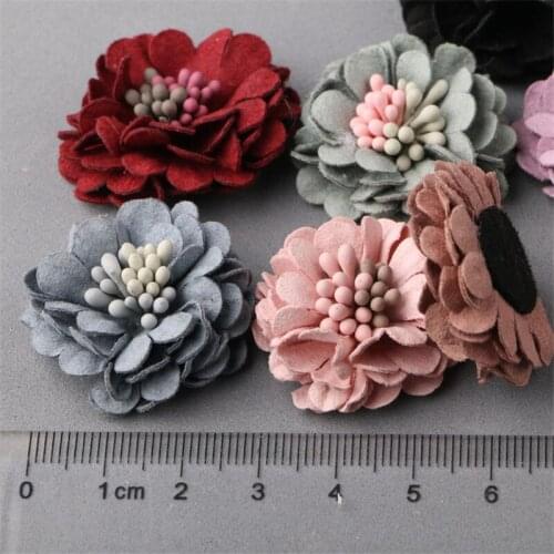 Wholesale 20PCs Woven Fabric Daisy Flowers Craft Floral Button patch Sticker Fit Girls Hair Jewelry DIY Clips Headband