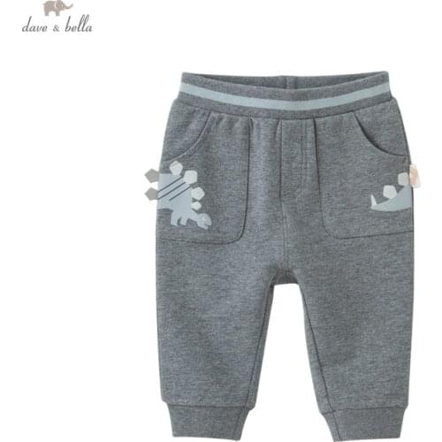 DBX18396 dave bella autumn baby boys fashion cartoon pockets pants children full length kids boy pants infant toddler trousers