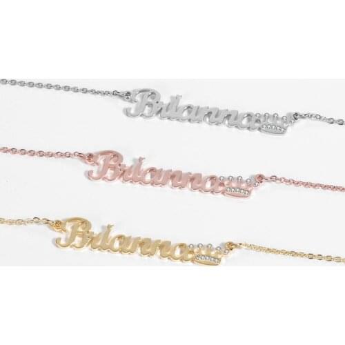 Custom Name Crown Necklace Customized Princess BFF Jewelry Nameplate Necklace For Women Personalized Stainless Steel Gold Chain