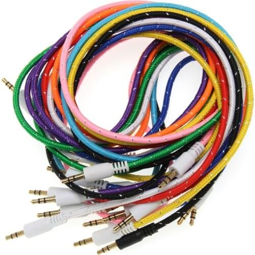 Braided Audio Auxiliary Cable 1m Nylon Aux Extension Male to Male Cord Jack for Samsung Mobile Phone Car PC Headphone Speaker