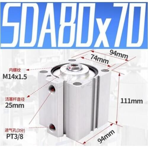 SDA80-70 Airtac Type SDA series SDA80X70 3/8" Port Pneumatic Compact Air Cylinder 80mm Bore 70mm Stroke SDA80*70