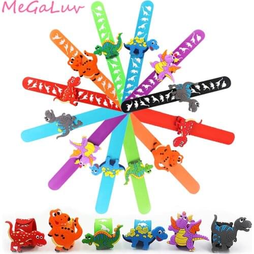 10pcs/lot Dinosaur Rubber Bracelet Baby Shower Boys Birthday Party Decorations Kids Gifts Tropical Safari Jungle Party Supplies