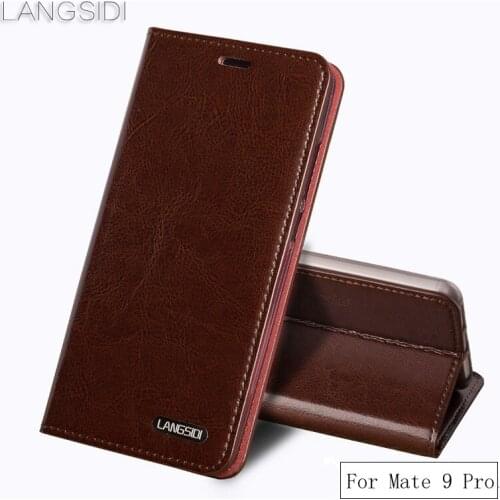 Luxury Flip three card oil wax skin flip phone holster For Huawei Mate 9 Pro phone case all handmade custom