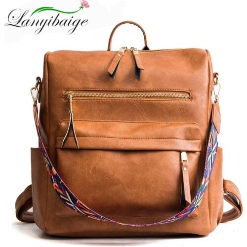 2019 Backpacks For Girls Mochilas Women Leather Backpacks Female Back Pack Preppy Style Large Capacity Travel Solid Rucksacks