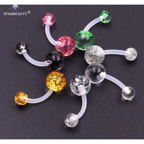 Starbeauty 1Pc Mix Color New Arrival Silicone Belly Piercing Navel flexible Bar Clear Small piercing nombril Stud Earring