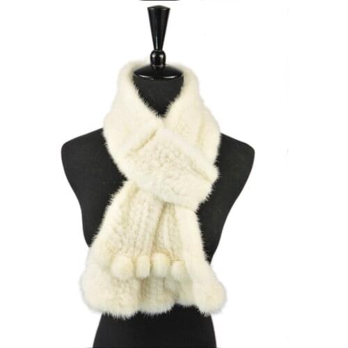 JKP 2020 Natural Mink Fur Scarf for Women Real Animal Fur Scarves Knitted Winter Warm Shawl Fashion Clothing Accessories