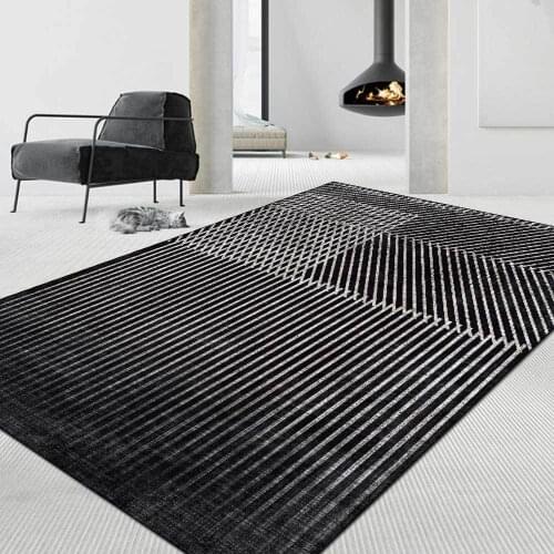 Modern Nordic Minimalist Area Rugs Abstract Black Gray Striped Bedroom Bedside Home Decor Carpet Bath Kitchen Hallway Doormat