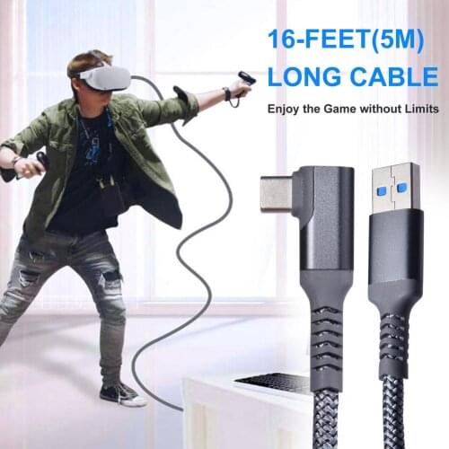For Oculus Quest 2 5m/16.4ft USB Rechargeable Cable Data Transfer Cord USB Type C To USB 3.0 Cable VR Headset Accessories