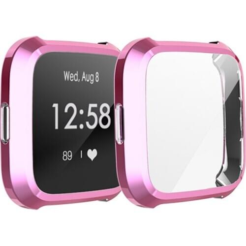 Soft TPU Electroplated Protective Case for Fitbit Versa Lite Smart Watch Quick Release Screen Protector Cover Case Accessories