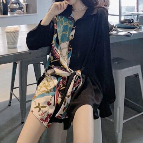 Autumn Blouses Shirts For Women Streetwear Chic Personalized Belt Waist Closing Vintage Korean Style Polo Shirt Long Sleeve Top